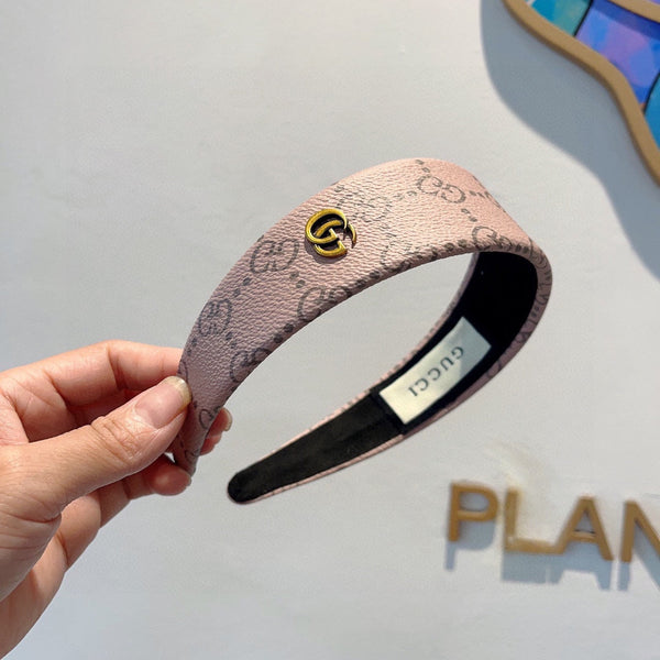 HEADBAND IN BLUSH PINK MONOGRAM PRINT LAMBSKIN 329329