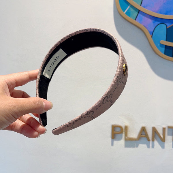 HEADBAND IN BLUSH PINK MONOGRAM PRINT LAMBSKIN 329329