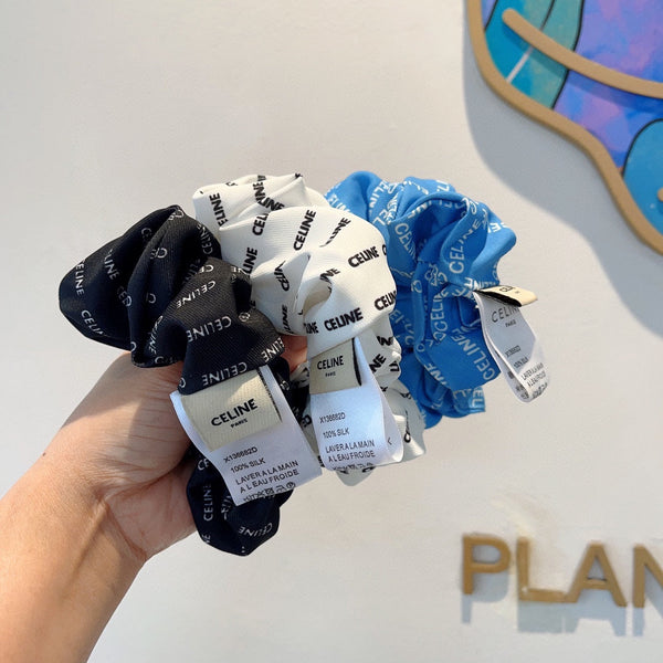 CERULEAN BLUE WRINKLED FABRIC SCRUNCHIE 358223