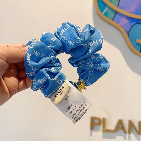 CERULEAN BLUE WRINKLED FABRIC SCRUNCHIE 358223