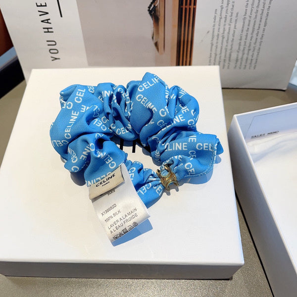CERULEAN BLUE WRINKLED FABRIC SCRUNCHIE 358223