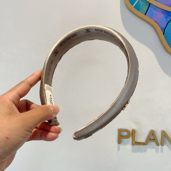 KHAKI BROWN SILK HAIRBAND 432806