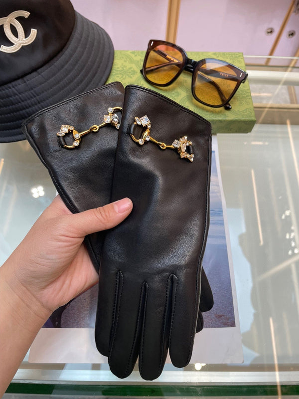 HORSEBIT GLOVES IN BLACK LAMBSKIN WITH CASHMERE LINING 454592