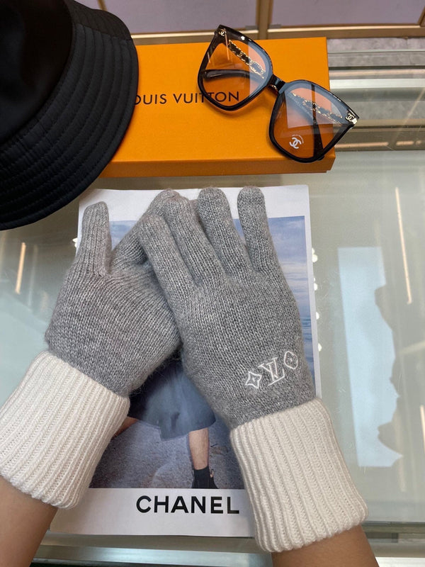 GLOVES IN DOVE GRAY MIX WHITE WOOL 458573