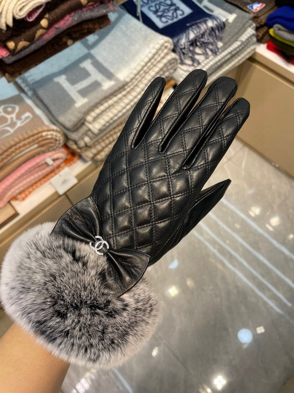 GLOVES IN BLACK LAMBSKIN WITH RABBIT FUR 463833
