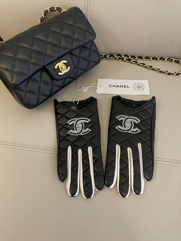 CC GLOVES IN BLACK MIX WHITE SHEEPSKIN 463850
