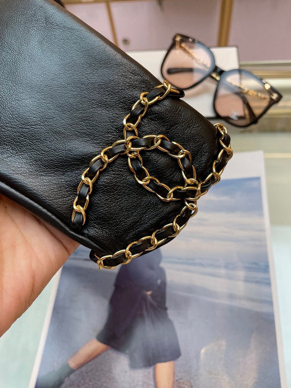 FINGERNESS GLOVES IN BLACK LAMBSKIN 465053