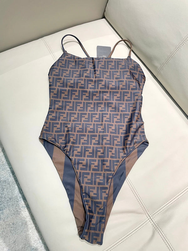 Fendi Swimsuit Black Brown Technical Fabric 180514