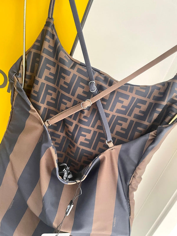 Fendi Swimsuit Black Brown Technical Fabric 180514