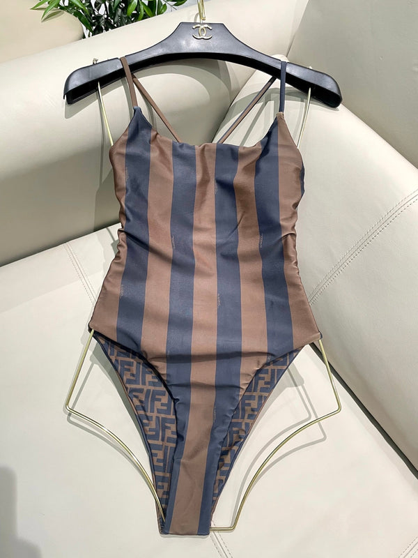 Fendi Swimsuit Black Brown Technical Fabric 180514