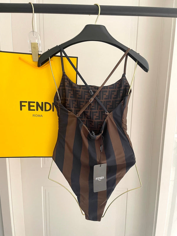 Fendi Swimsuit Black Brown Technical Fabric 180514