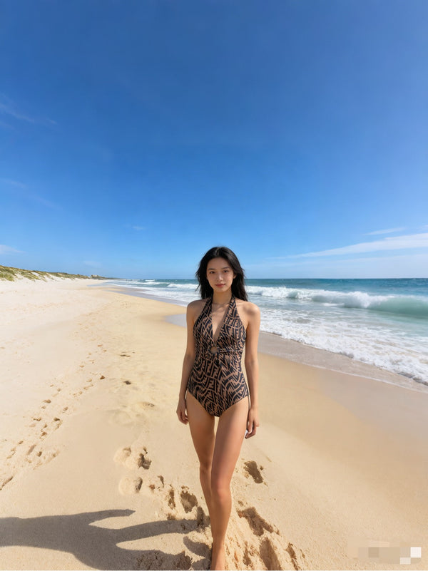 Fendi Reversible Swimsuit Black Brown Cotton 180520
