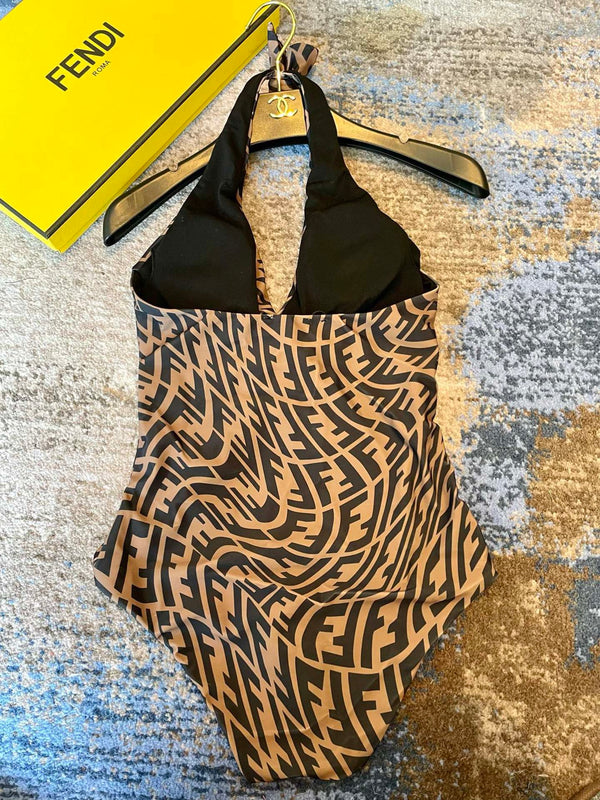 Fendi Reversible Swimsuit Black Brown Cotton 180520