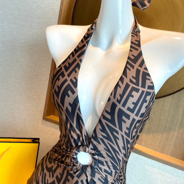 Fendi Reversible Swimsuit Black Brown Cotton 180520