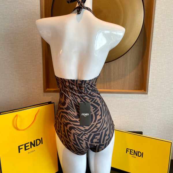 Fendi Reversible Swimsuit Black Brown Cotton 180520