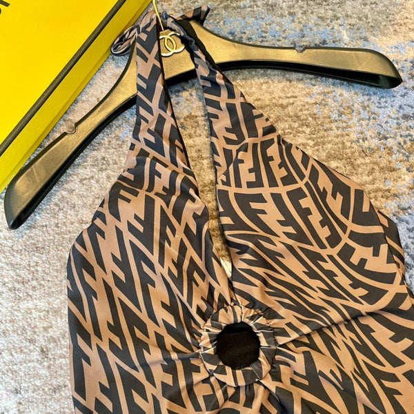 Fendi Reversible Swimsuit Black Brown Cotton 180520