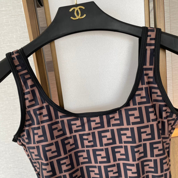 Maillot de bain une pièce réversible Fendi Coton noir et marron 180521