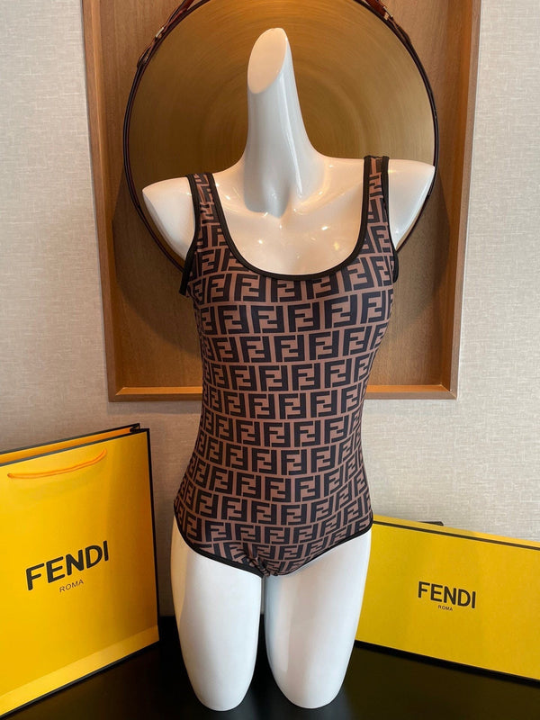 Maillot de bain une pièce réversible Fendi Coton noir et marron 180521