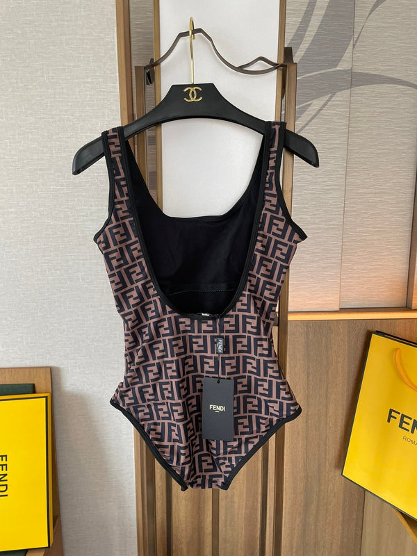 Maillot de bain une pièce réversible Fendi Coton noir et marron 180521