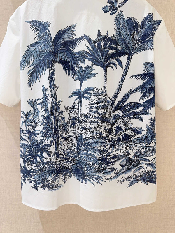 CD Chemise Manches Courtes Coco Bleu mélangé Coton Blanc