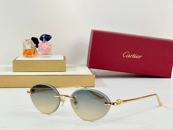 PANTHÈRE RIMLESS ROUND FRAME SUNGLASSES CT0504S IN METAL