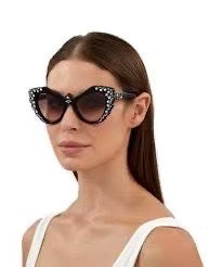 CRYSTAL STUDDED CAT-EYE FRAME SUNGLASSES GG1095S IN ACETATE