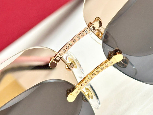 PANTHÈRE RIMLESS RECTANGULAR FRAME SUNGLASSES CT0687S IN METAL