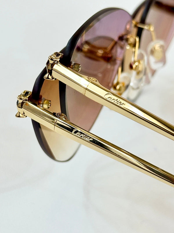 PANTHÈRE RIMLESS TRIANGLE FRAME SUNGLASSES 570457 IN METAL