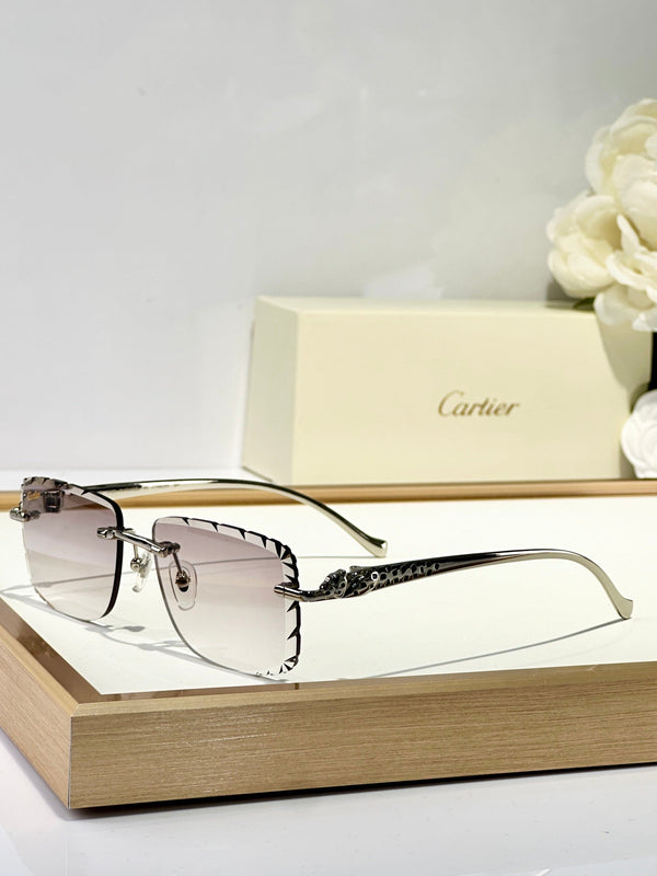 PANTHÈRE RIMLESS SQUARE FRAME SUNGLASSES 580908 IN METAL