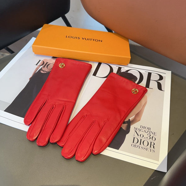LV GLOVES IN CHERRY RED LAMBSKIN 463909