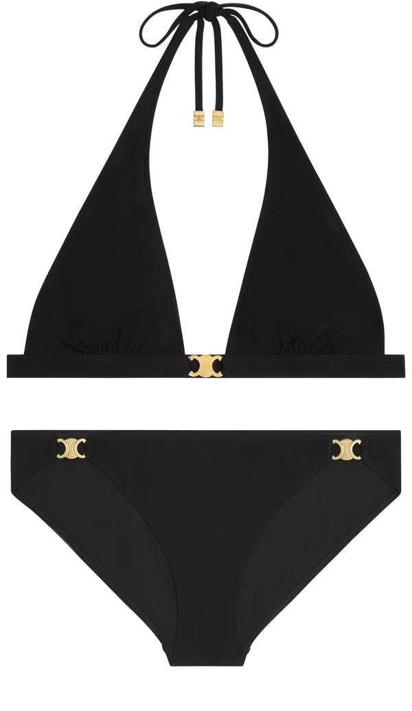 Celine Triangle Swimsuits Black Polyamide 180547