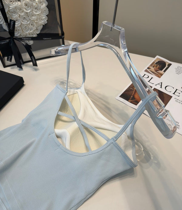 Chanel Rib-Knit Tank Top Grey Cotton Polyamide 185831