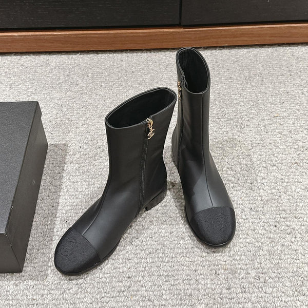 CC Short Boot Black Lambskin Grosgrain