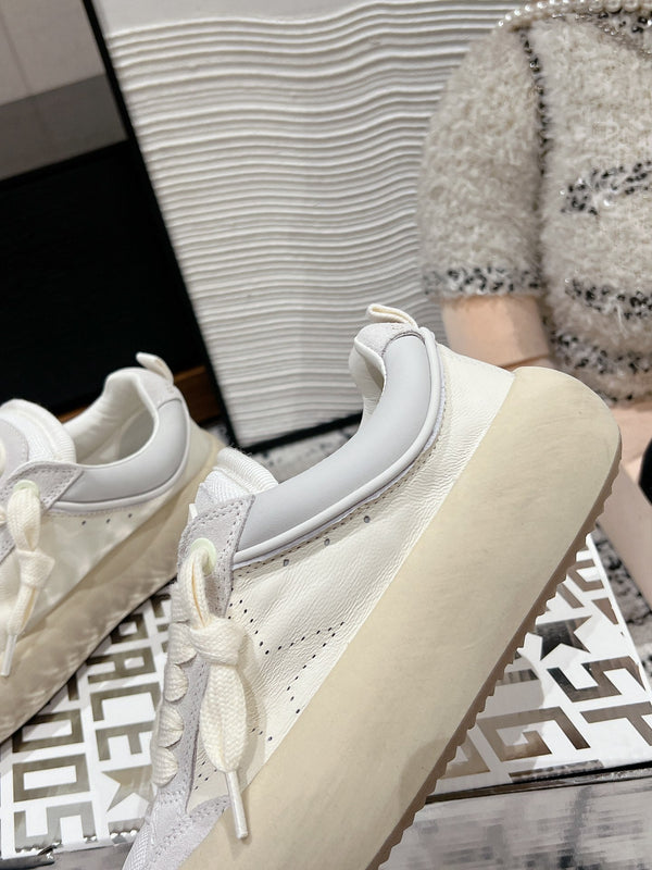 SPACE-STAR CUBE SNEAKERS IN WHITE CALFSKIN MIX CANVAS WITH PERFORATED STAR