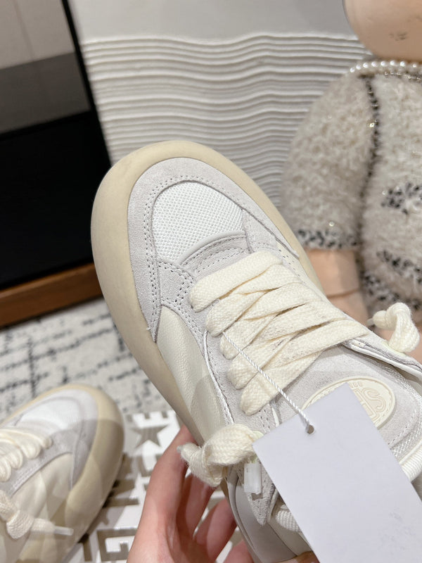 SPACE-STAR CUBE SNEAKERS IN WHITE CALFSKIN MIX CANVAS WITH PERFORATED STAR