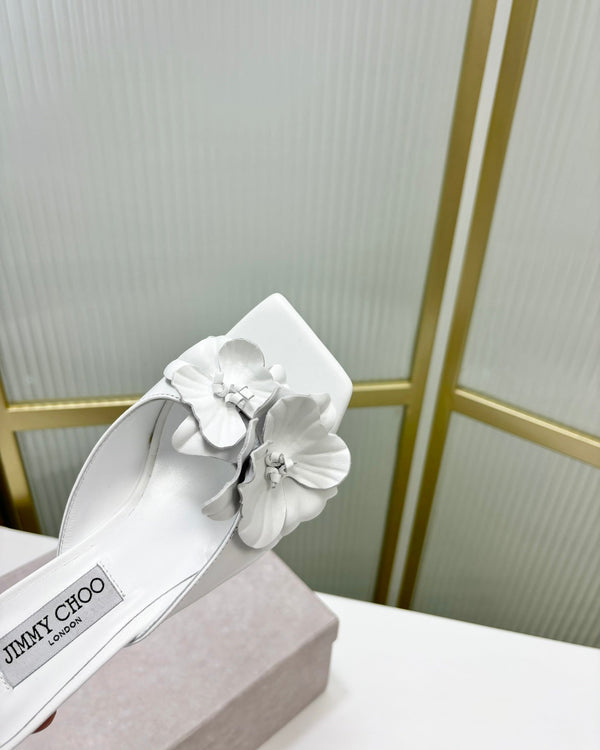 Jimmy Skye 65mm In White Cowhide Mules 597844