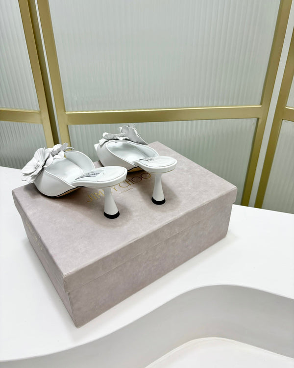 Jimmy Skye 65mm In White Cowhide Mules 597844