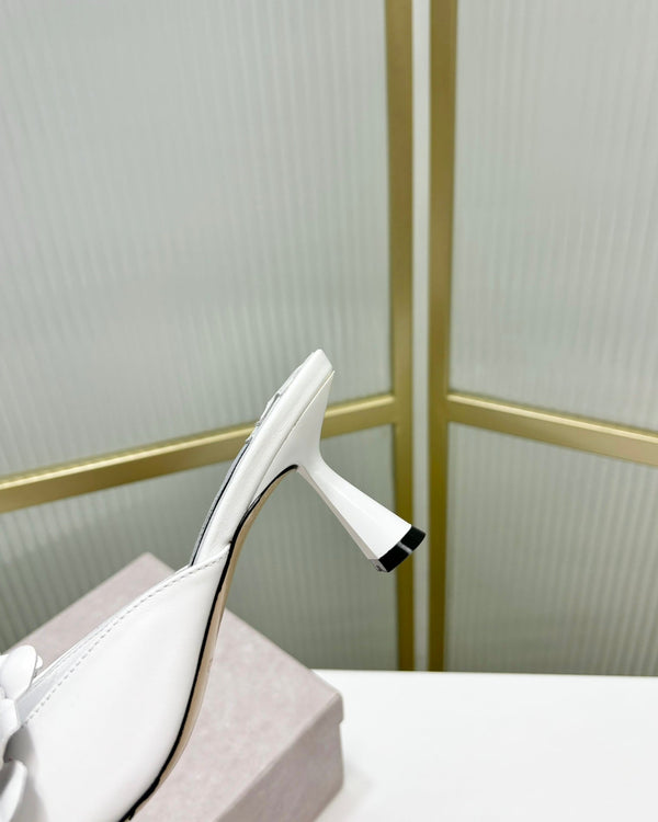 Jimmy Skye 65mm In White Cowhide Mules 597844