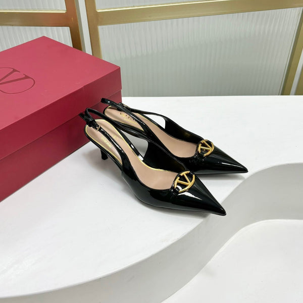 Vlogo The Bold Edition Slingback Pumps 60mm Nero Lucido Pelle di Vacchetta 843649