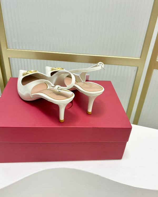 Vlogo The Bold Edition Slingback Pumps 60mm White Glossy Cowhide 843653
