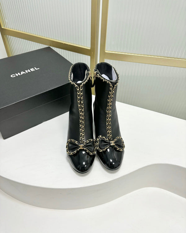 CC Ankle Boot 65 Black Calfskin Patent Calfksin Leather Strap