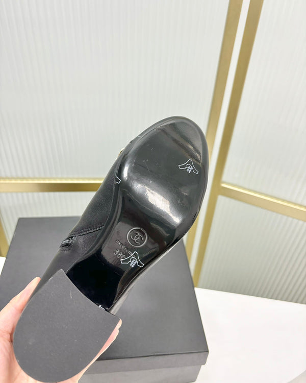 CC Ankle Boot 65 Black Calfskin Patent Calfksin Leather Strap