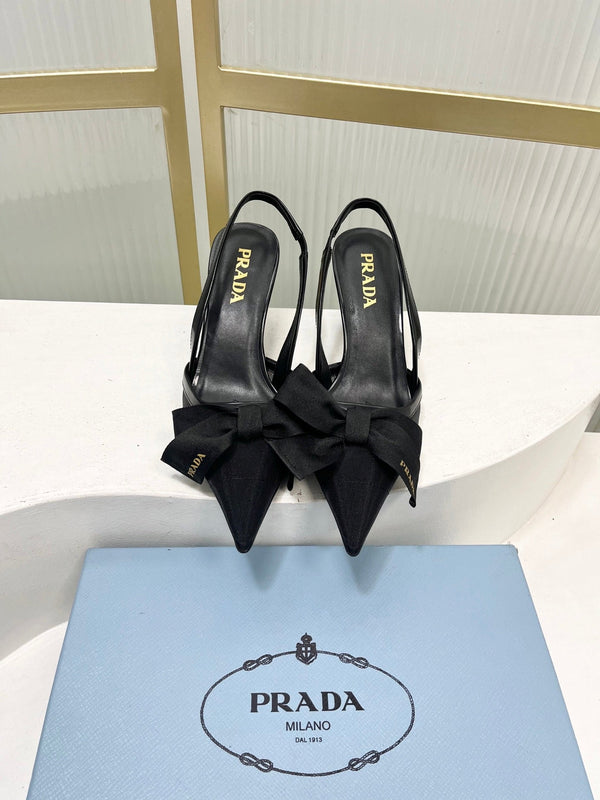 Sandales à talons aiguilles en maille Prada 7.5 Noir peau de mouton 606008
