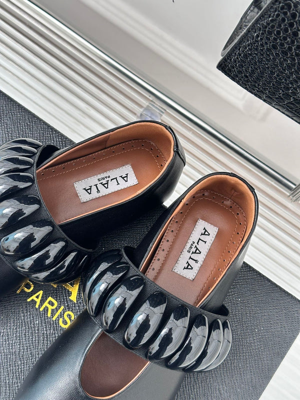 Alaia 25 Mary Jane Jewel Ballet Flats Black Calfskin 293244