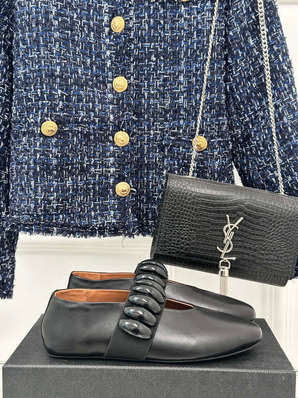 Alaia 25 Mary Jane Jewel Ballet Flats Black Calfskin 293244