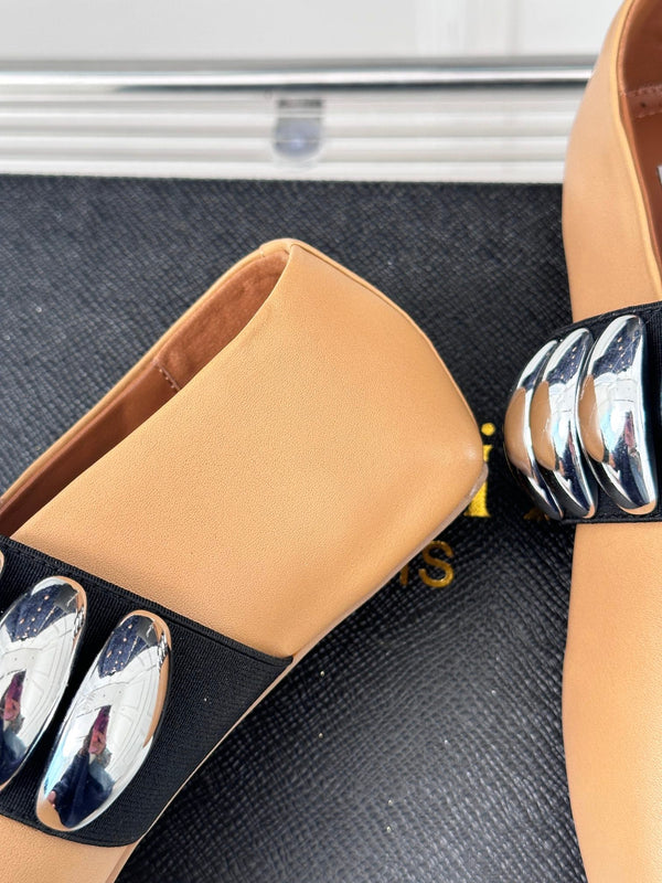 Alaia 25 Mary Jane Jewel Ballet Flats Brown Calfskin 293247