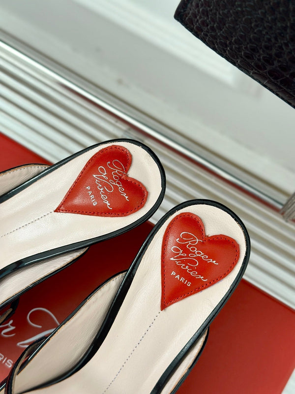 Mary Jane Virgule Mules 55 Black Patent Leather