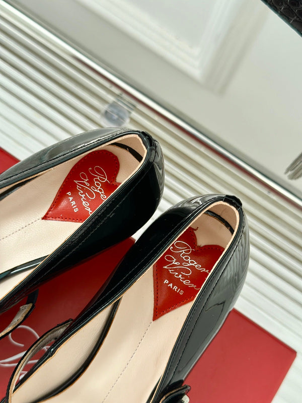 Mary Jane Virgule Pumps 55 Black Patent Leather