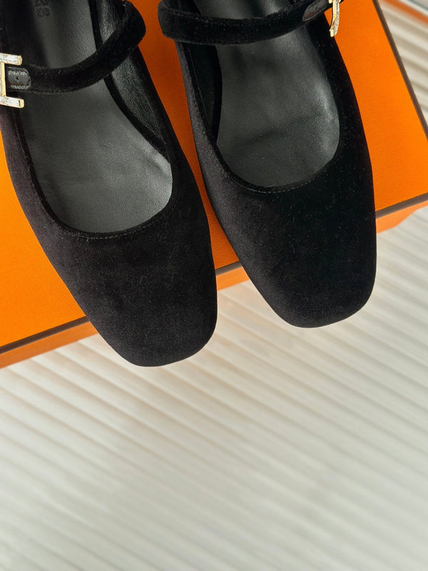 hm jane ballet flat black velvet