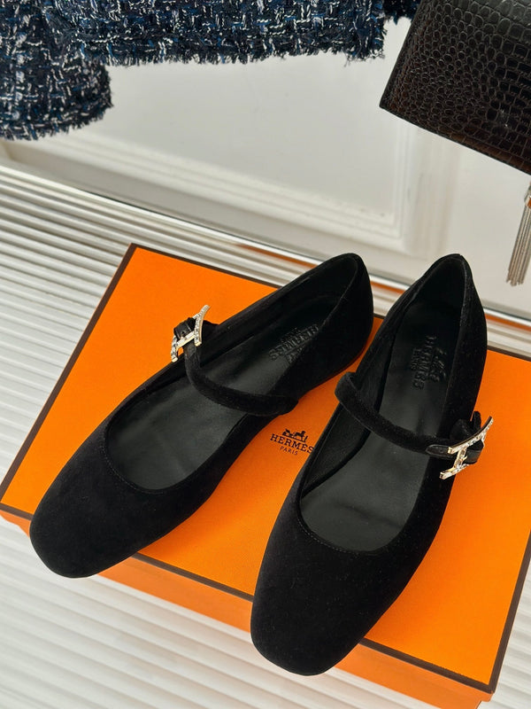 hm jane ballet flat black velvet